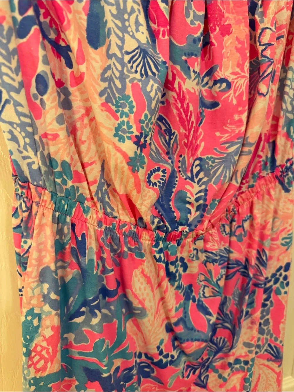 Lilly Pulitzer Pink and Blue Strapless Floral Sundress - Picture 4 of 5